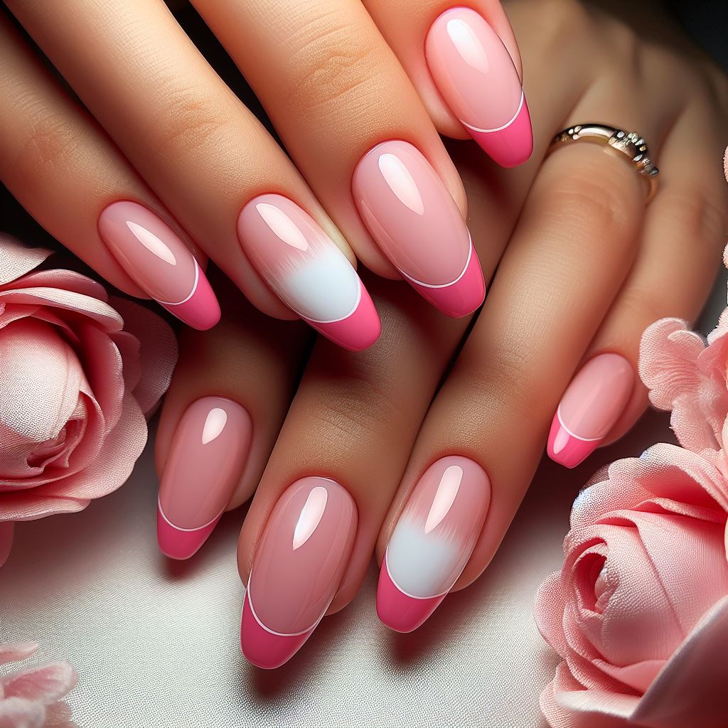 Pink french tip nails