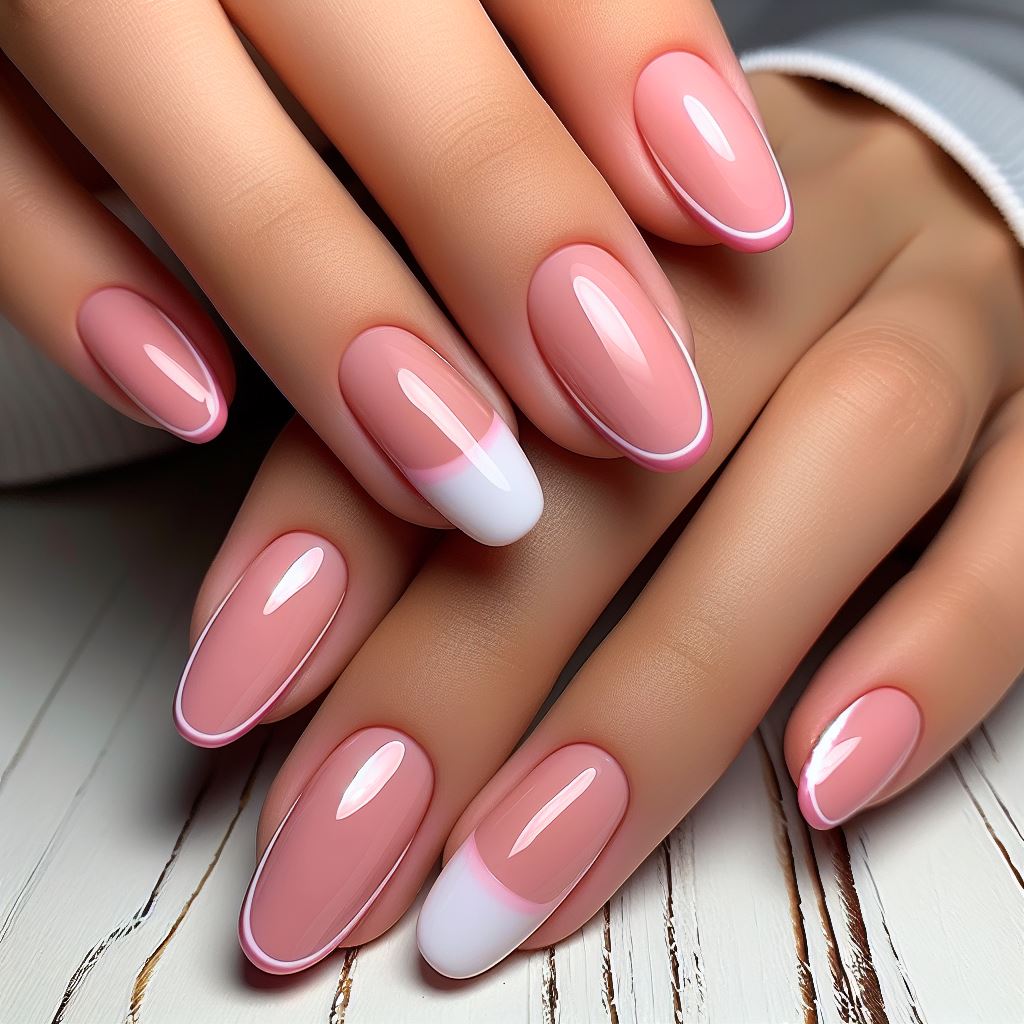 Pink french tip nails