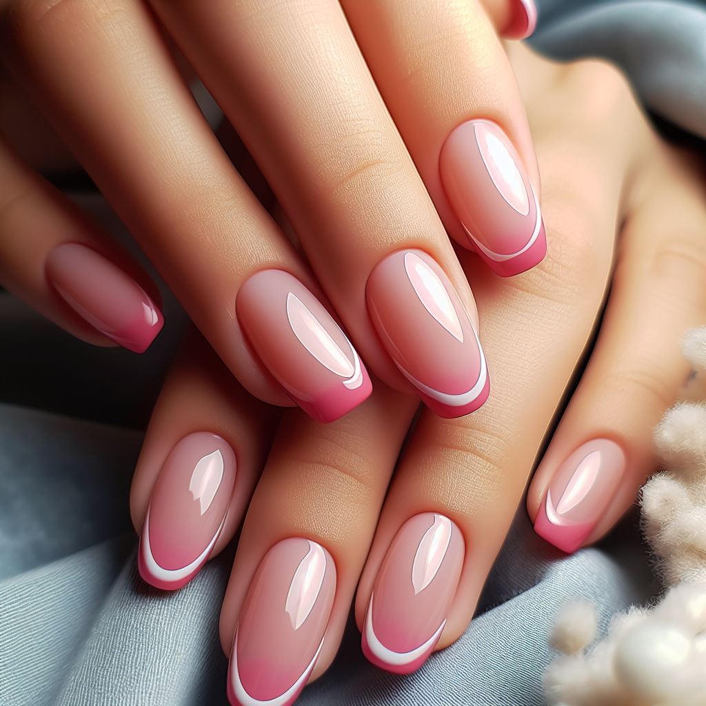 Pink french tip nails