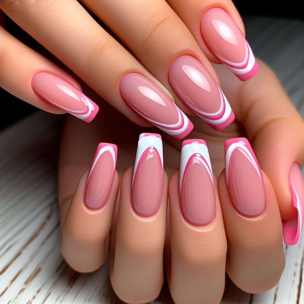 Pink french tip nails